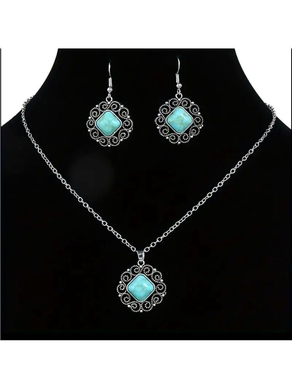 Bohemian Style Jewelry Set, Vintage Inspired, Earrings and Necklace NIP - Picture 3 of 6